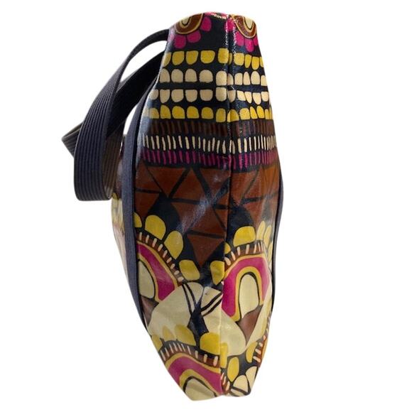 Fossil VTG. Key-Per Coated Tote Purse Beach Bag Multi-Colorful - Picture 3 of 10